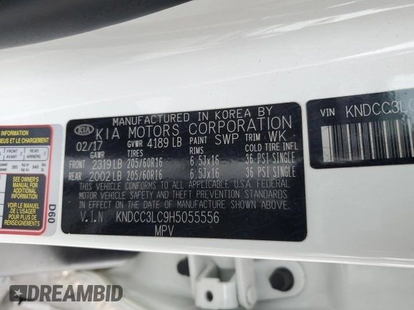 2017 Kia Niro EX with VIN KNDCC3LC9H5055556, listed as a Copart auction lot 89217215 with 115,597 mi miles and Salvage Title. Bid and sale history available at carsss.com. Image 13.