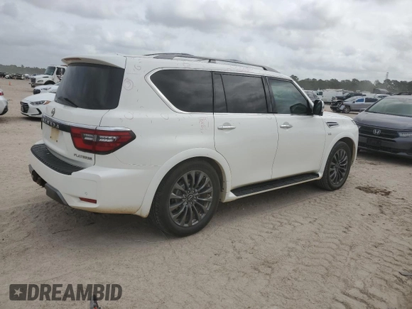 2021 Nissan Armada Platinum with VIN JN8AY2DBXM9791048, listed as a Copart auction lot 50686825 with 129,657 mi miles and Clean title. Bid and sale history available at DreamBid. Image 3.