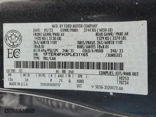2023 Ford Ranger XL with VIN 1FTER4FH3PLE31165, listed as a Copart auction lot 45729085 with 51,342 mi miles and Salvage Title. Bid and sale history available at carsss.com. Image 12.