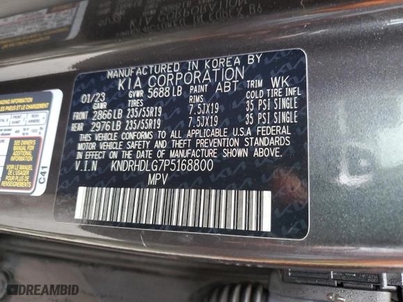 2023 Kia Sorento Hybrid EX with VIN KNDRHDLG7P5168800, listed as a Copart auction lot 44146615 with 67,005 mi miles and Salvage Title. Bid and sale history available at carsss.com. Image 13.