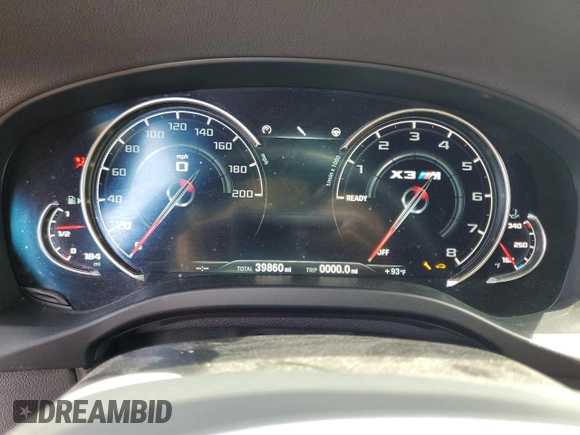 2020 BMW X3 M with VIN 5YMTS0C05LLT10643, listed as a Copart auction lot 62276834 with 39,860 mi miles and Salvage title. Bid and sale history available at DreamBid. Image 9.