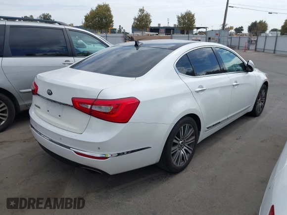 2016 Kia Cadenza Premium with VIN KNALN4D77G5218198, listed as a IAAI auction lot 40381356 with 77,116 mi miles. Bid and sale history available at carsss.com. Image 4.