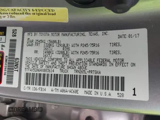 2017 Toyota Tacoma SR with VIN 5TFAX5GN6HX083614, listed as a IAAI auction lot 42314254 with 104,407 mi miles and . Bid and sale history available at DreamBid. Image 9.