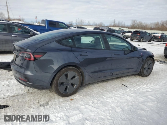 2023 Tesla Model 3 with VIN 5YJ3E1EA7PF417200, listed as a Copart auction lot 46475995 with 85,873 mi miles and Salvage Title. Bid and sale history available at DreamBid. Image 3.