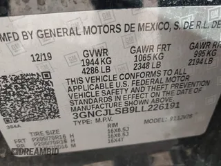 2020 Chevrolet Trax LT z VIN 3GNCJLSB9LL226191, wystawiony jako IAAI lot #42010382 z przebiegiem 90 357 mil mil oraz . Historia ofert i sprzedaży dostępna na DreamBid. Obrazek 9.