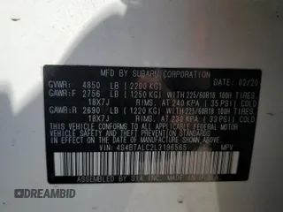 2020 Subaru Outback Limited with VIN 4S4BTALC2L3196565, listed as a Copart auction lot 60277835 with 85,778 mi miles and Salvage title. Bid and sale history available at DreamBid. Image 14.