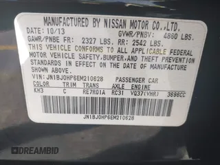 2014 Infiniti QX50 Journey with VIN JN1BJ0HP6EM210628, listed as a IAAI auction lot 40570424 with 48,851 mi miles. Bid and sale history available at carsss.com. Image 9.