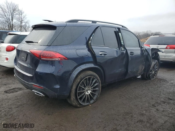 2020 Mercedes-Benz GLE with VIN 4JGFB4JB2LA142422, listed as a Copart auction lot 52342055 with 57,545 mi miles and Salvage Title. Bid and sale history available at carsss.com. Image 3.