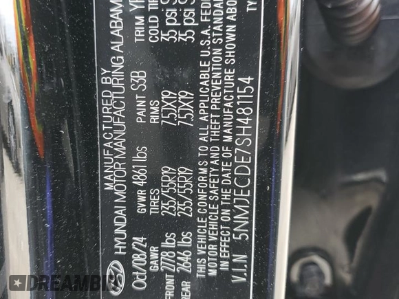 2025 Hyundai Tucson Limited with VIN 5NMJECDE7SH481154, listed as a Copart auction lot 46400995 with 1,270 mi miles and Salvage Title. Bid and sale history available at carsss.com. Image 15.
