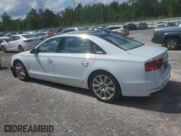 2014 Audi A8 4.0T with VIN WAUR2AFDXEN010107, listed as a Copart auction lot 62056544 with 85,450 mi miles and Non repairable. Bid and sale history available at DreamBid. Image 2.