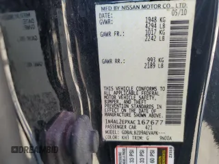 2010 Nissan Altima 2.5 S with VIN 1N4AL2EPXAC167677, listed as a Copart auction lot 49306665 with 107,691 mi miles and Clean Title. Bid and sale history available at carsss.com. Image 12.