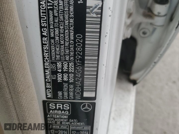 2000 Mercedes-Benz C 230 Kompressor with VIN WDBHA24G6YF928020, listed as a Copart auction lot 89279935 with Not Provided miles and Salvage Title. Bid and sale history available at carsss.com. Image 12.