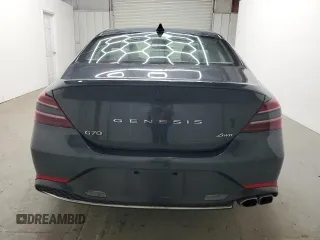2023 Genesis G70 2.0T with VIN KMTG34TA1PU126969, listed as a Copart auction lot 65612834 with 37,359 mi miles and Salvage Title. Bid and sale history available at DreamBid. Image 6.