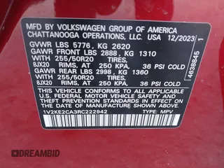 2024 Volkswagen Atlas SE with VIN 1V2KE2CA3RC222942, listed as a IAAI auction lot 41282255 with 16,001 mi miles and . Bid and sale history available at DreamBid. Image 9.