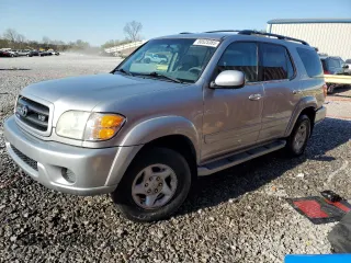 2002 Toyota Sequoia SR5 with VIN 5TDZT34AX2S088252, listed as a Copart auction lot 50525385 with Not Provided miles and Salvage Title. Bid and sale history available at carsss.com. Image 1.