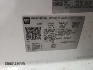2022 GMC Sierra 1500 Elevation with VIN 3GTU9CET9NG177547, listed as a Copart auction lot 65953654 with 68,249 mi miles and Salvage Title. Bid and sale history available at DreamBid. Image 13.