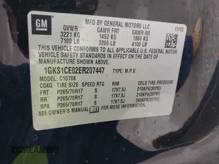 2014 GMC Yukon SLT with VIN 1GKS1CE02ER207447, listed as a IAAI auction lot 41604134 with 199,417 mi miles. Bid and sale history available at carsss.com. Image 9.
