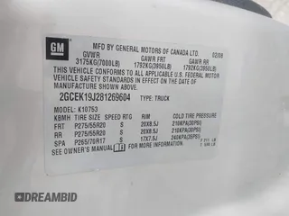 2008 Chevrolet Silverado 1500 1LT with VIN 2GCEK19J281269604, listed as a IAAI auction lot 42188009 with 208,156 mi miles and . Bid and sale history available at DreamBid. Image 9.