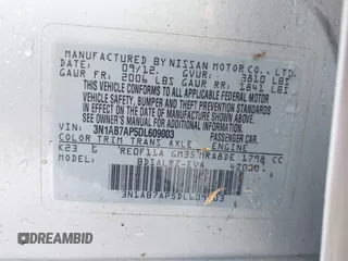 2013 Nissan Sentra FE+ S with VIN 3N1AB7AP5DL609003, listed as a IAAI auction lot 42107695 with 117,951 mi miles and . Bid and sale history available at DreamBid. Image 9.