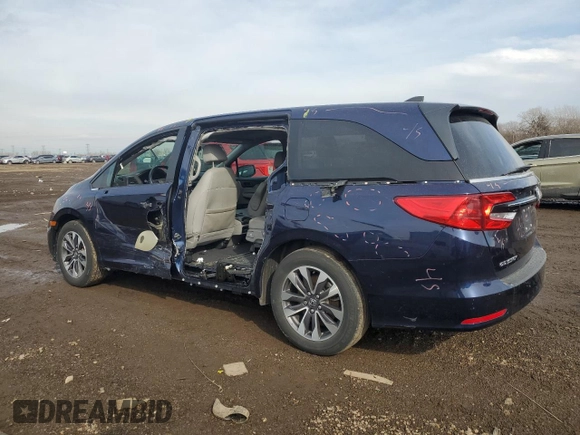 2022 Honda Odyssey EX-L with VIN 5FNRL6H71NB021161, listed as a Copart auction lot 47082215 with 63,510 mi miles and Salvage Title. Bid and sale history available at DreamBid. Image 2.