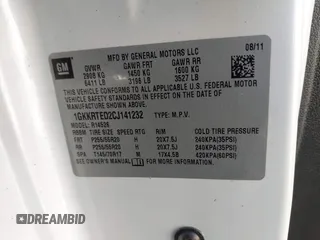 2012 GMC Acadia Denali with VIN 1GKKRTED2CJ141232, listed as a IAAI auction lot 41527714 with 239,697 mi miles and . Bid and sale history available at DreamBid. Image 9.