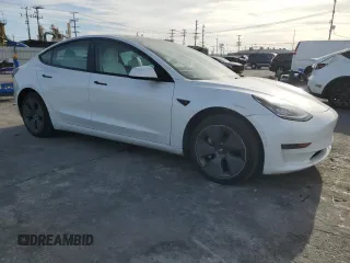 2021 Tesla Model 3 Standard Range Plus with VIN 5YJ3E1EA0MF858839, listed as a Copart auction lot 43784445 with 109,772 mi miles and Salvage Title. Bid and sale history available at DreamBid. Image 4.