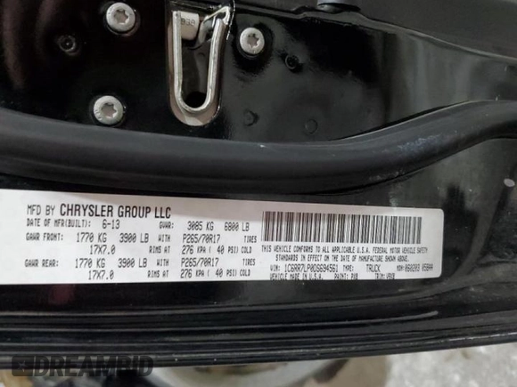 2013 Ram 1500 with VIN 1C6RR7LP0DS694561, listed as a Copart auction lot 53575525 with 139,810 mi miles and Salvage title. Bid and sale history available at DreamBid. Image 12.