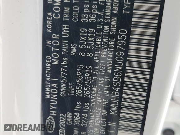 2022 Genesis GV80 with VIN KMUHB4SB6NU097950, listed as a Copart auction lot 70235364 with 63,062 mi miles and Salvage Title. Bid and sale history available at DreamBid. Image 15.