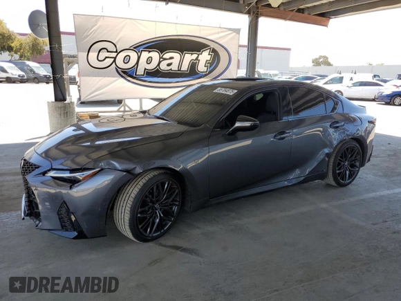 2025 Lexus IS 500 F Sport Performance with VIN JTHAP1D21S5007187, listed as a Copart auction lot 55784875 with 6,084 mi miles and Salvage title. Bid and sale history available at DreamBid. Image 1.