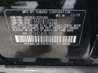 2020 Subaru WRX with VIN JF1VA1A68L9807108, listed as a IAAI auction lot 41990268 with 80,909 mi miles. Bid and sale history available at carsss.com. Image 9.