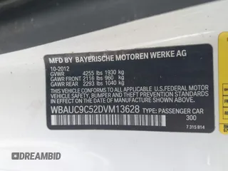 2013 BMW 1 Series 135i with VIN WBAUC9C52DVM13628, listed as a IAAI auction lot 41901475 with 113,598 mi miles and . Bid and sale history available at DreamBid. Image 9.