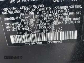 2015 Subaru Forester Touring with VIN JF2SJAWC0FH585722, listed as a IAAI auction lot 41734016 with 90,728 mi miles and . Bid and sale history available at DreamBid. Image 9.
