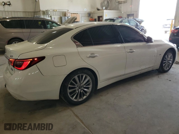 2020 Infiniti Q50 Luxe with VIN JN1EV7AR4LM257143, listed as a Copart auction lot 57157065 with 98,082 mi miles and Salvage title. Bid and sale history available at DreamBid. Image 3.
