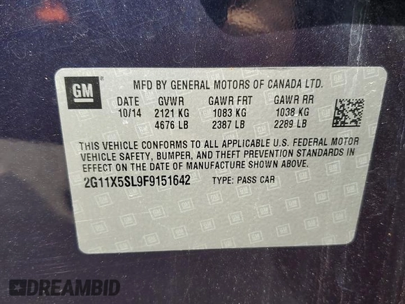2015 Chevrolet Impala LS with VIN 2G11X5SL9F9151642, listed as a Copart auction lot 54407705 with 213,109 mi miles and Salvage Title. Bid and sale history available at DreamBid. Image 13.