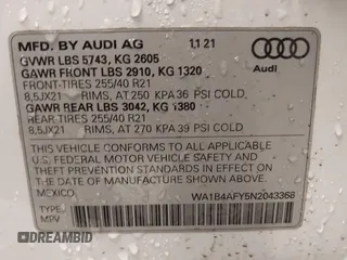 2022 Audi SQ5 Premium Plus with VIN WA1B4AFY5N2043366, listed as a IAAI auction lot 41528425 with 1 mi miles. Bid and sale history available at carsss.com. Image 9.