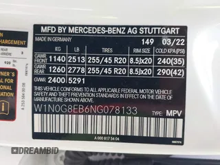 2022 Mercedes-Benz GLC with VIN W1N0G8EB6NG078133, listed as a IAAI auction lot 41448660 with 31,695 mi miles. Bid and sale history available at carsss.com. Image 9.