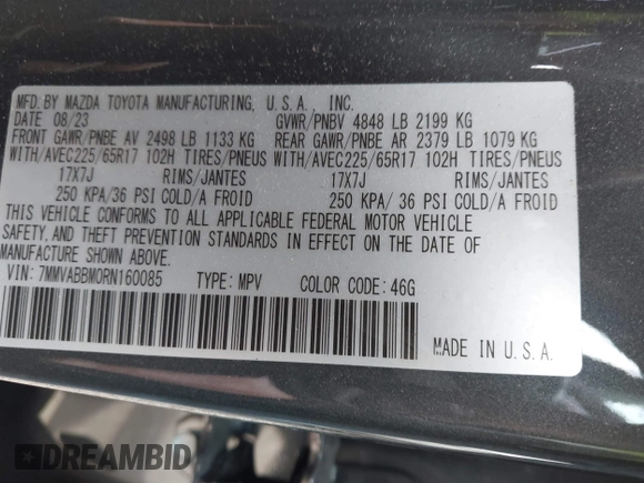 2024 Mazda CX-50 S Preferred with VIN 7MMVABBM0RN160085, listed as a IAAI auction lot 41756979 with 19,353 mi miles and . Bid and sale history available at DreamBid. Image 9.