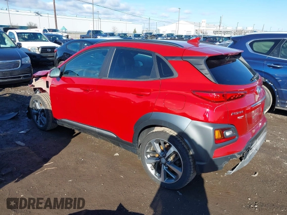 2021 Hyundai Kona Ultimate with VIN KM8K5CA57MU662724, listed as a IAAI auction lot 41919686 with 61,426 mi miles and . Bid and sale history available at carsss.com. Image 3.