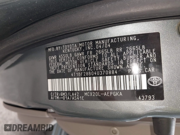 2004 Toyota Avalon XL with VIN 4T1BF28B04U370884, listed as a IAAI auction lot 42207912 with 210,339 mi miles and . Bid and sale history available at DreamBid. Image 9.