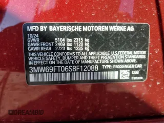 2025 BMW 3 Series M340i xDrive with VIN 3MW69FT06S8F12088, listed as a Copart auction lot 44757725 with 1,290 mi miles and Salvage Title. Bid and sale history available at carsss.com. Image 12.