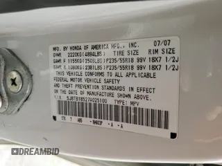 2007 Acura RDX Technology with VIN 5J8TB18527A025100, listed as a Copart auction lot 43233865 with 235,627 mi miles and Salvage Title. Bid and sale history available at DreamBid. Image 14.