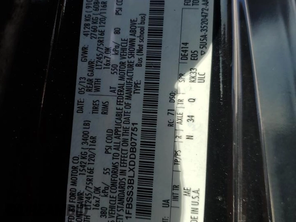 2013 Ford Econoline Passenger XL z VIN 1FBSS3BLXDDB07751, wystawiony jako Copart lot #54320155 z przebiegiem 177 443 mil mil oraz Szkoda całkowita • Salvage title. Historia ofert i sprzedaży dostępna na DreamBid. Obrazek 13.