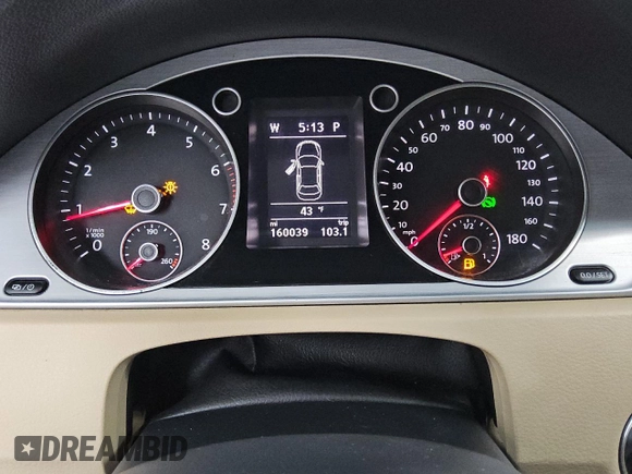 2013 Volkswagen CC Sport with VIN WVWBP7AN6DE562209, listed as a Copart auction lot 46817635 with 160,039 mi miles and Clean Title. Bid and sale history available at carsss.com. Image 9.