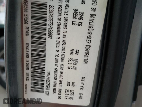 2006 Chrysler 300 Touring with VIN 2C3KA53G76H498802, listed as a Copart auction lot 89347395 with 185,070 mi miles and Salvage Title. Bid and sale history available at carsss.com. Image 12.