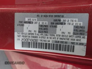 2019 Mazda CX-3 Sport with VIN JM1DKDB71K0423881, listed as a IAAI auction lot 41329976 with 65,341 mi miles. Bid and sale history available at carsss.com. Image 9.