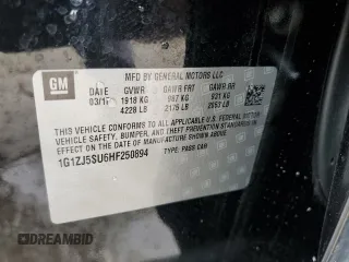 2017 Chevrolet Malibu Hybrid with VIN 1G1ZJ5SU6HF250894, listed as a Copart auction lot 52459585 with Not Provided miles and Clean Title. Bid and sale history available at DreamBid. Image 12.