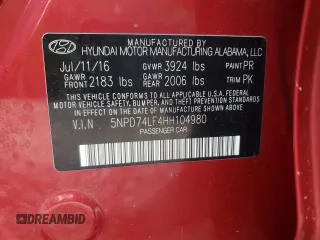2017 Hyundai Elantra SE z VIN 5NPD74LF4HH104980, wystawiony jako Copart lot #57995175 z przebiegiem 122 779 mil mil oraz Czysty tytuł • Clean title. Historia ofert i sprzedaży dostępna na DreamBid. Obrazek 12.