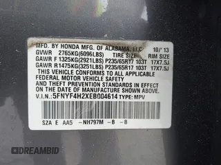 2014 Honda Pilot LX with VIN 5FNYF4H2XEB004614, listed as a IAAI auction lot 42236980 with 160,357 mi miles and . Bid and sale history available at DreamBid. Image 9.
