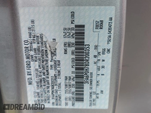 2013 Ford Fusion SE with VIN 3FA6P0H78DR200353, listed as a Copart auction lot 51331695 with 137,772 mi miles and Salvage Title. Bid and sale history available at carsss.com. Image 12.