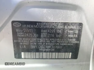 2011 Hyundai Sonata Limited with VIN 5NPEC4AC4BH307660, listed as a Copart auction lot 54587365 with 155,601 mi miles and Salvage Title. Bid and sale history available at DreamBid. Image 12.